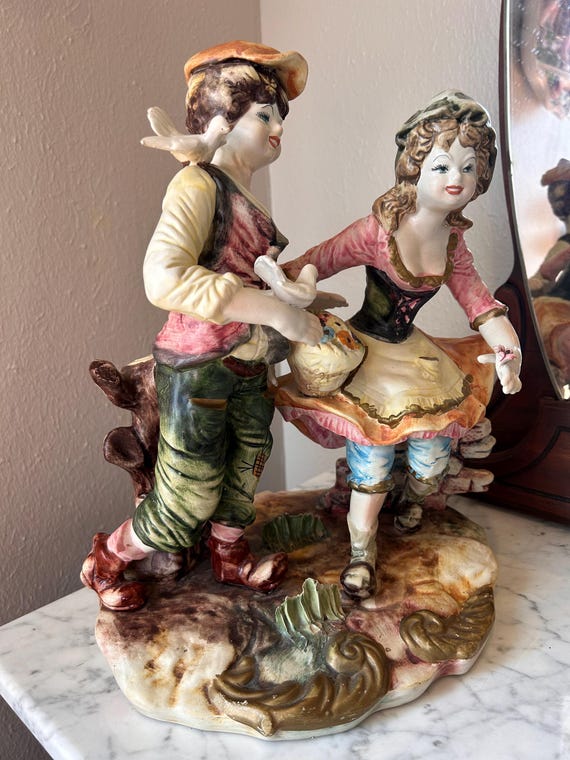 Italian Capodimonte Style Porcelain Figurine – Courting Couple