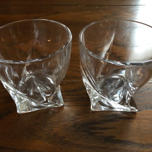 Mikasa &quot;Motion&quot; Crystal Double Old Fashioned Glasses/Rocks Glass Set of Two Gift Crystal Barware