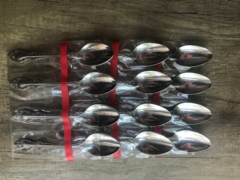 12 Teaspoons Charleston Classic Hanford Stainless Rose Glossy