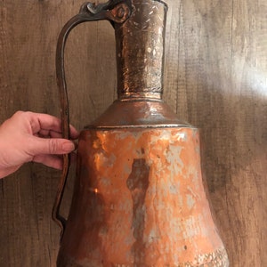 Antique 19th Century Middle Eastern Tinned Copper Ewer