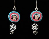 Empowered Women Earrings with handmade polymer clay face beads