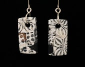 Lace Series Handmade Polymer Clay Earrings layered with translucent clay and white designs