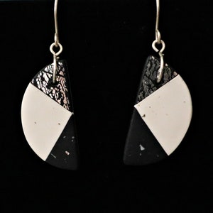 Earrings Handmade from Clay Black and silver leaf Silver leaf and black earrings From THE FANCY collection For going out out
