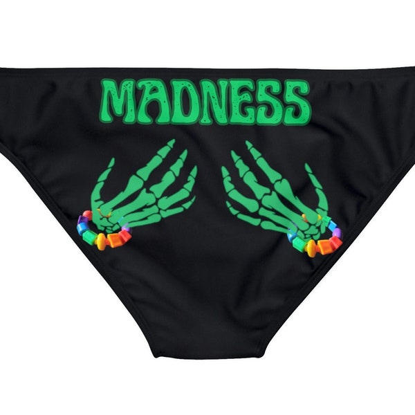 Madness Rave Girl Kandi EDM  EDC Loop Tie Side Bikini Bottom (AOP)