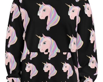 Unicorn cute fun gamer AOP Fashion Hoodie