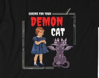 Caring for my demon cat lover Unisex Softstyle T-Shirt