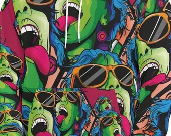 Trippy raver girl edm dance party 420 AOP Fashion Hoodie