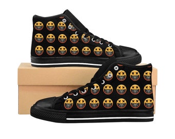 Skull happy face edm madness dj dance Men's High-top Sneakers
