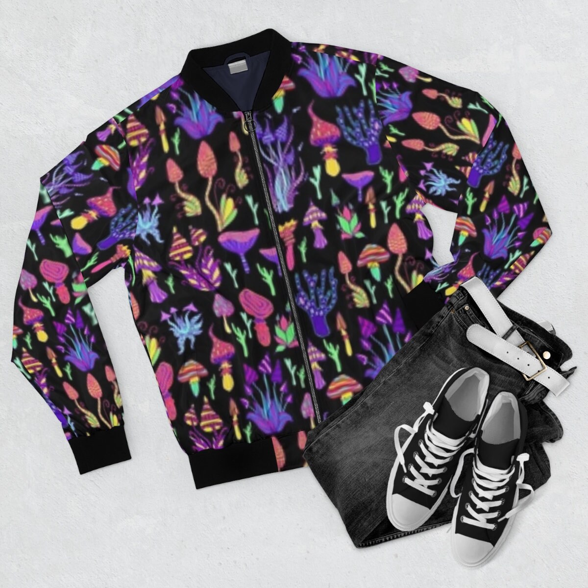 Discover Trippy mushroom trippy edm rave Men's AOP Bomber Jacket