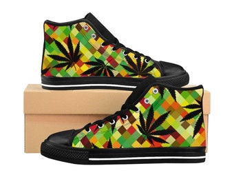 RASTA edm 420 stoner smoker bong life Men's High-top Sneakers