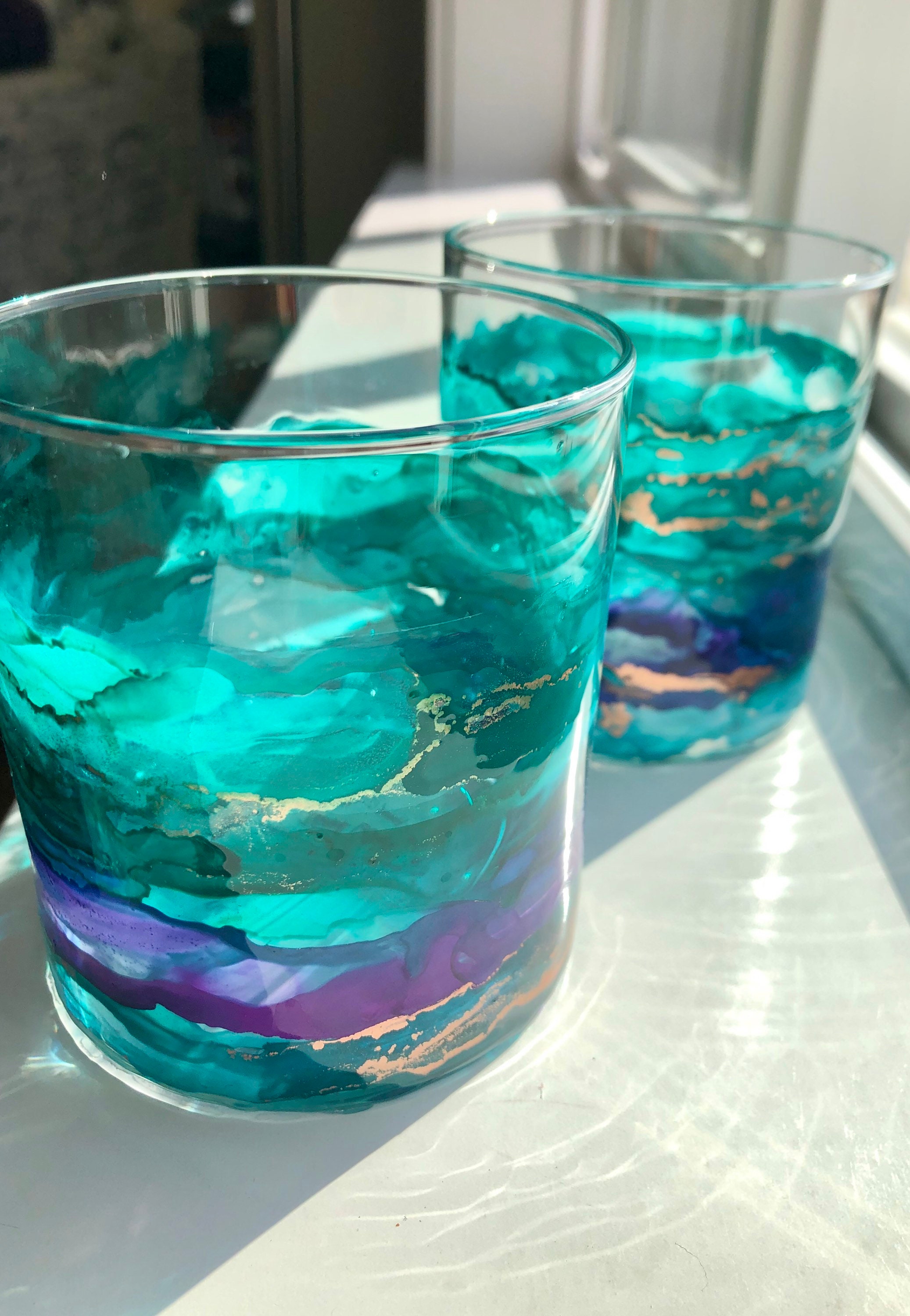 4 Custom handpainted pieces of glassware sets Stunning and Etsy