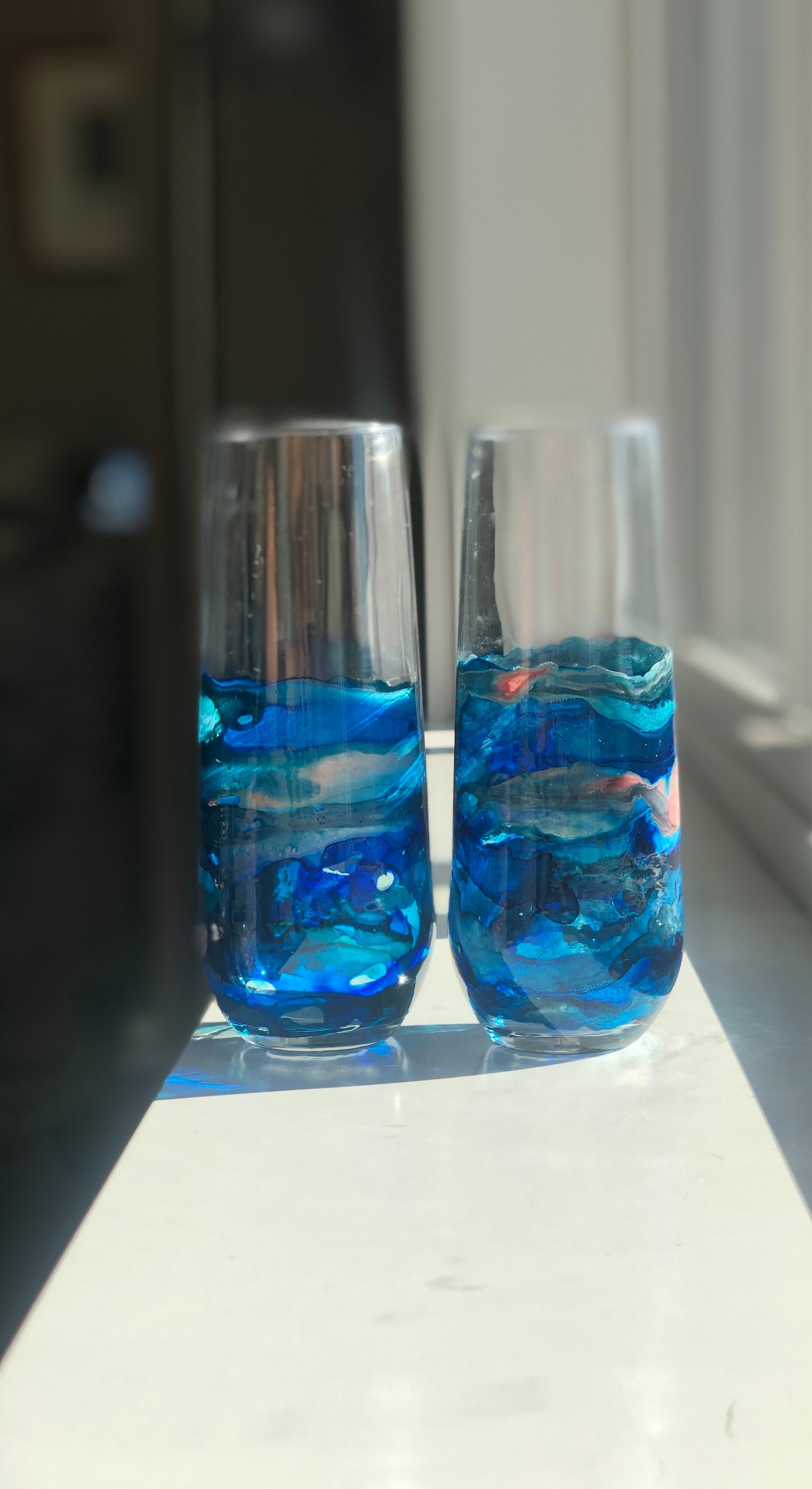 4 Custom handpainted pieces of glassware sets Stunning and Etsy