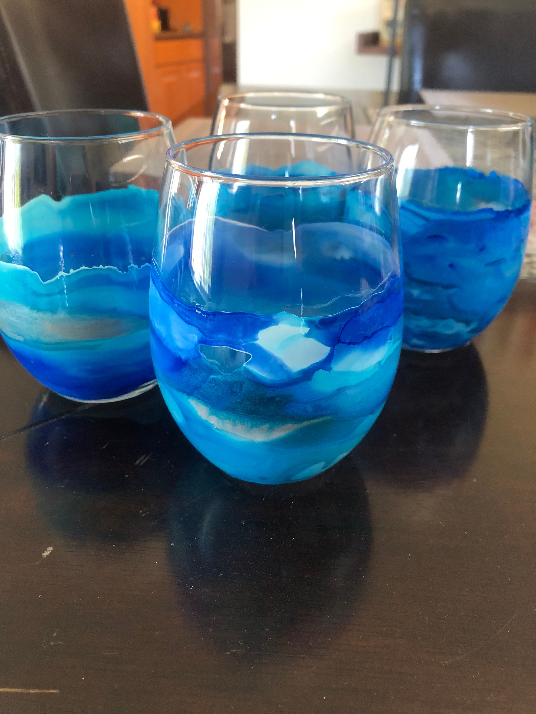 4 Custom handpainted pieces of glassware sets Stunning and Etsy