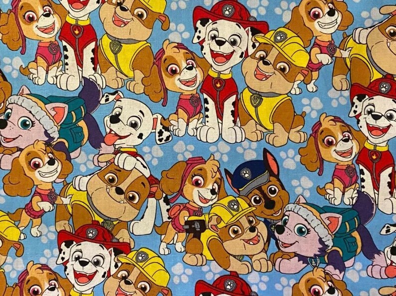 PAW Patrol Dogs Cartoon Character Kids Quilt 100/% Cotton Craft Face Mask Fabric 18\u201d X 21\u201d FQ New