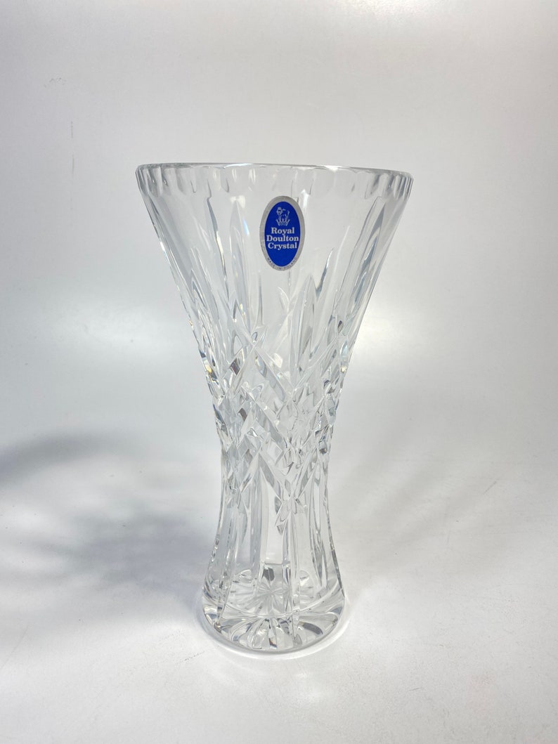 New Stunning Royal Doulton Crystal Vase Thumbprint Top Edge Etsy