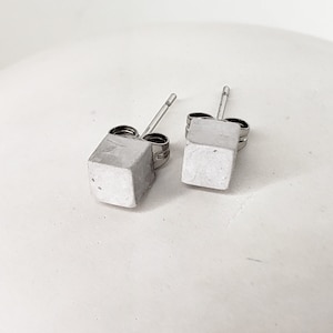 Concrete Cube Stud Earrings | Architectural Jewelry | Modern Jewelry | Minimalist | Brutalism