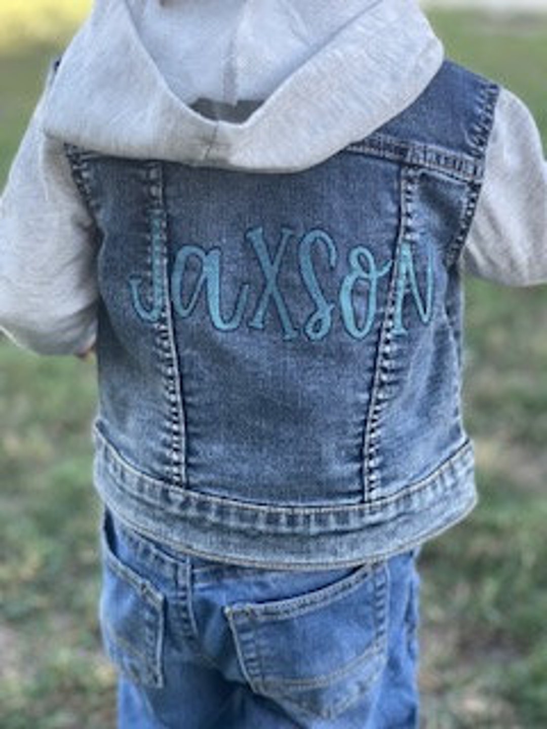 Personalized Hooded Jean Jacket Embroidered Toddler Jean Etsy
