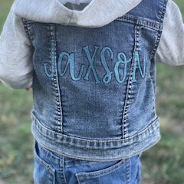 Personalized Hooded Jean Jacket, Embroidered, Toddler Jean Jackets, Hoodie, Jacket, Denim,Toddler, Custom