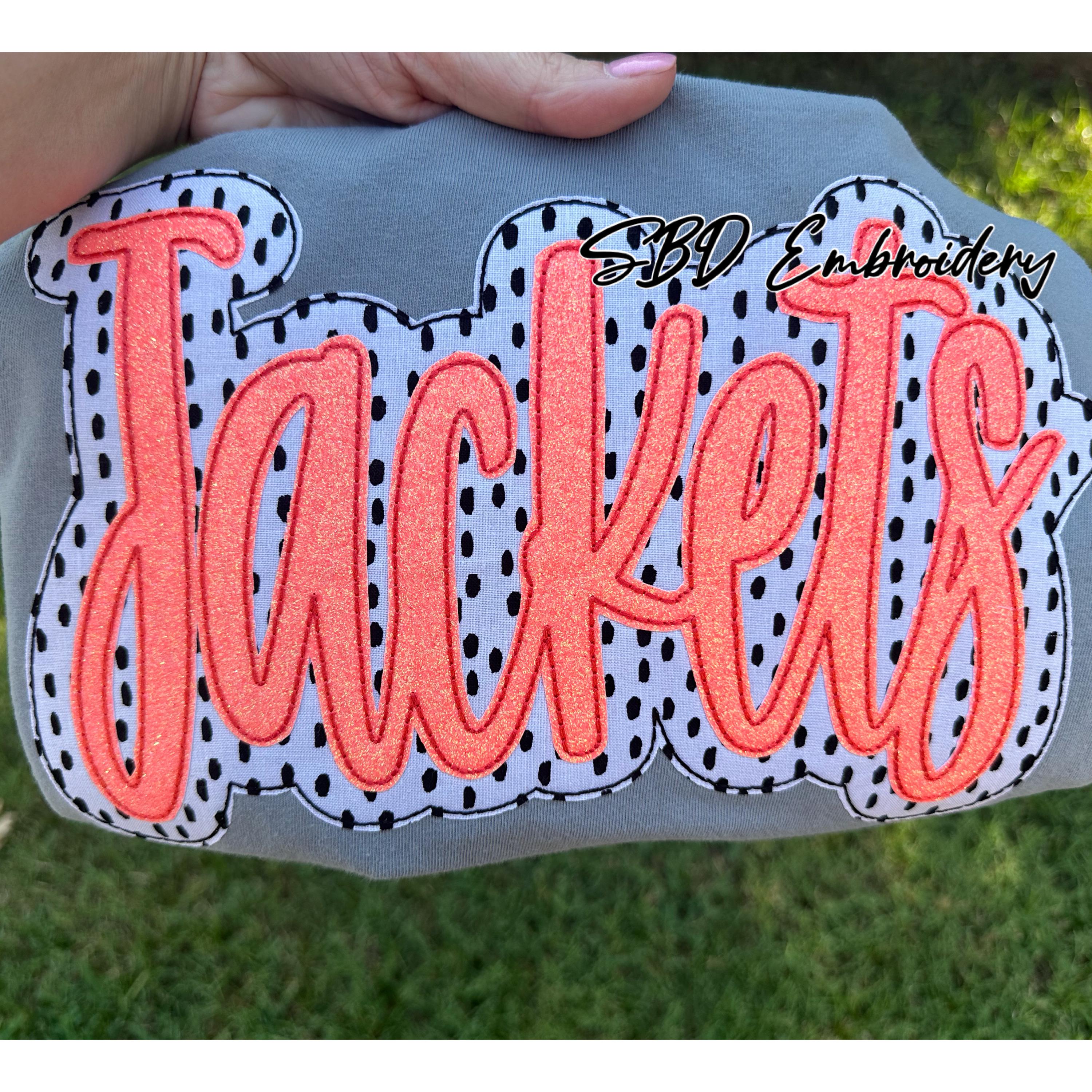 Custom Jackets Embroidered School Tees* Applique Jackets* School Spirit* Friday Night Lights* Embroidered* Glitter Applique Tees