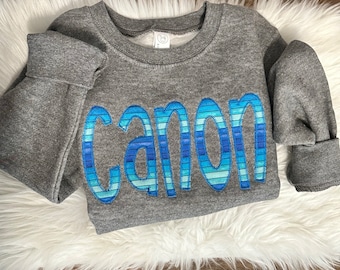 Toddler Boy Appliqué Sweatshirt* Name Sweatshirt* Gifts for him* Monogram* Toddler Sweatshirt* Crewneck* Personalized Gifts