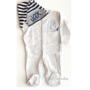 Baby Coming Home outfit, Baby Boy Coming Home Outfit, Monogrammed Footie, Personalized,Baby Shower Gifts, Personalize Baby Footie