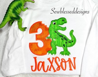 Dinosaur Birthday shirt / Gifts for him / Dinosaur monogrammed shirt / dinosaur applique / personalized dinosaur shirt