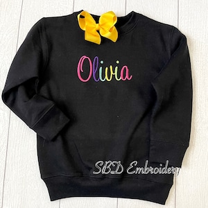 Personalized Crewneck Sweatshirt, Toddler Pullover, Rainbow Name Sweatshirt, Personalize it, Gifts for her, Embroidery