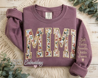 Mimi Floral Sweatshirt* Mama Floral Sweatshirt* Floral Appliquéd Sweatshirt* Personalized for her* Gifts for her* Christmas gifts* Mimi