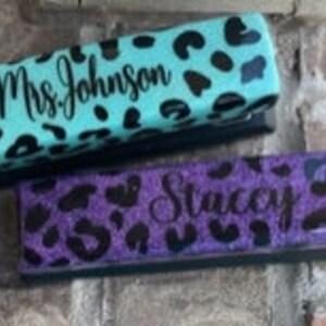 Personalized Glitter Leopard Stapler, Christmas Gifts, Boss Gift, Personalized, Monogrammed, Gifts for her, Mint, Purple, Customized image 2