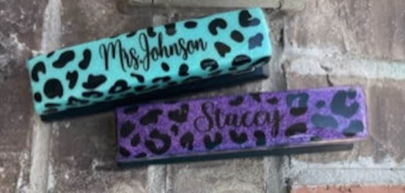 Personalized Glitter Leopard Stapler, Christmas Gifts, Boss Gift, Personalized, Monogrammed, Gifts for her, Mint, Purple, Customized image 2