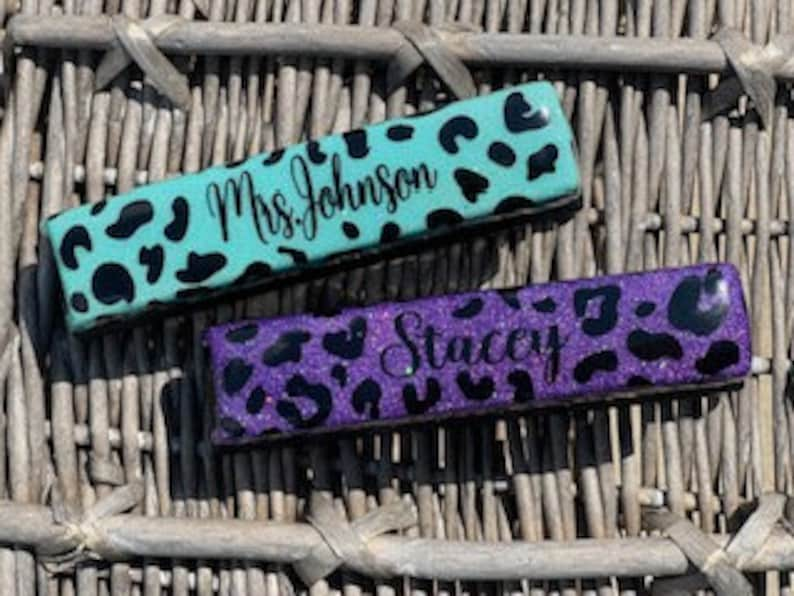 Personalized Glitter Leopard Stapler, Christmas Gifts, Boss Gift, Personalized, Monogrammed, Gifts for her, Mint, Purple, Customized image 1