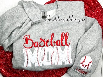 Embroidered Baseball Mom Sweatshirt. Personalized Game Day Sweatshirt. Baseball