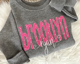 Personalized Toddler Sweatshirts*Polka Dot Appliqué Names* Gifts for her* Personalized Appliqué Crewnecks* Sweatshirts* Pullover Sweatshirt