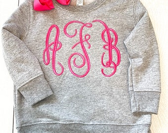 Toddler Monogram Sweatshirt, Crewneck Sweatshirt, Toddler Pullover, Monogram, Monogrammed, Personalized, Gifts for her