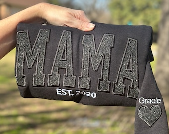 Embroidered Mama Sweatshirt. Kids Name on Sleeves. Mothers Day gifts. Personalized Gifts. Gifts for mom. Monogrammed