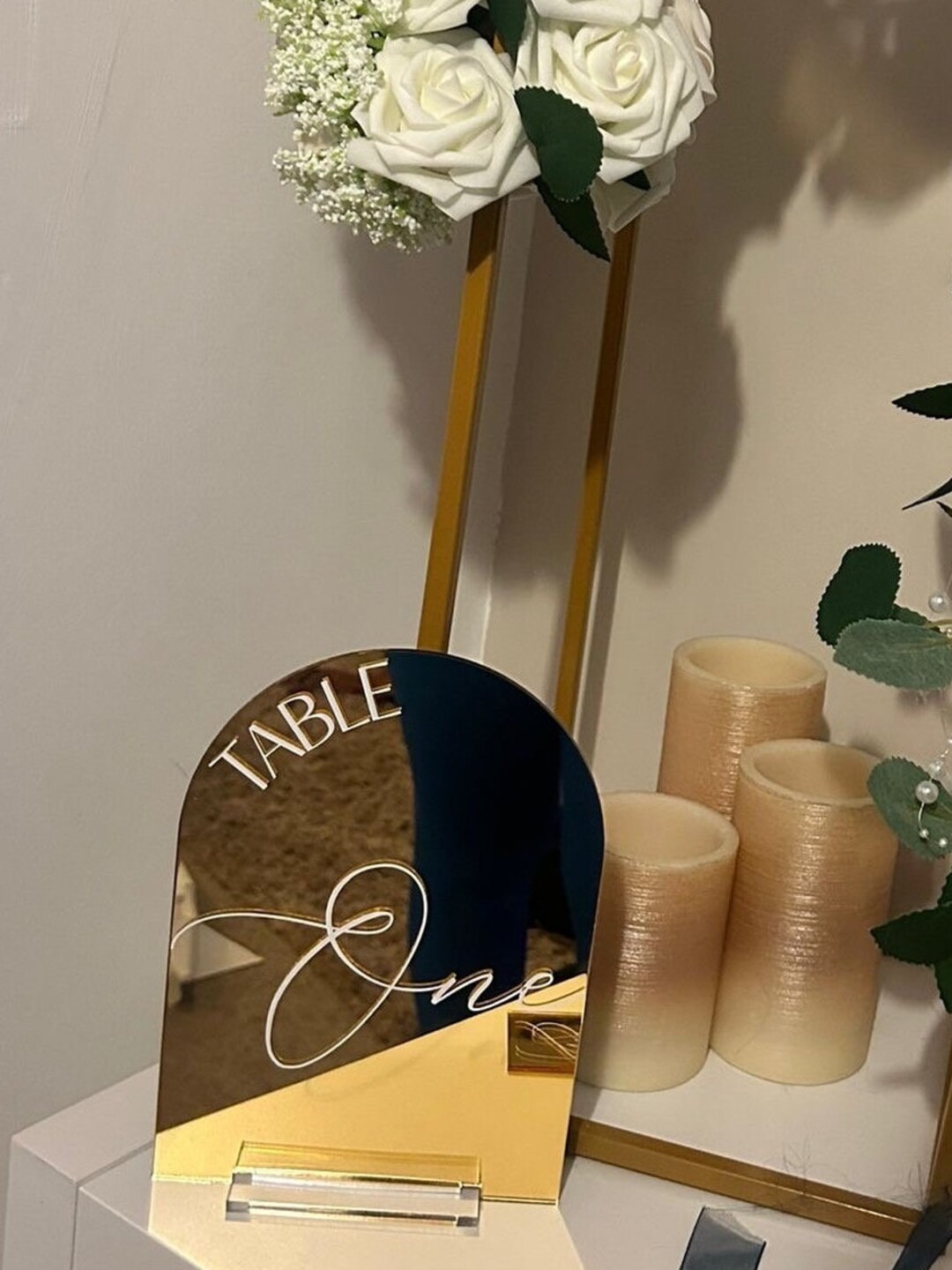 Mirrored Table Numbers Acrylic Table Numbers Gold Mirror Table Number Personalised Wedding ...