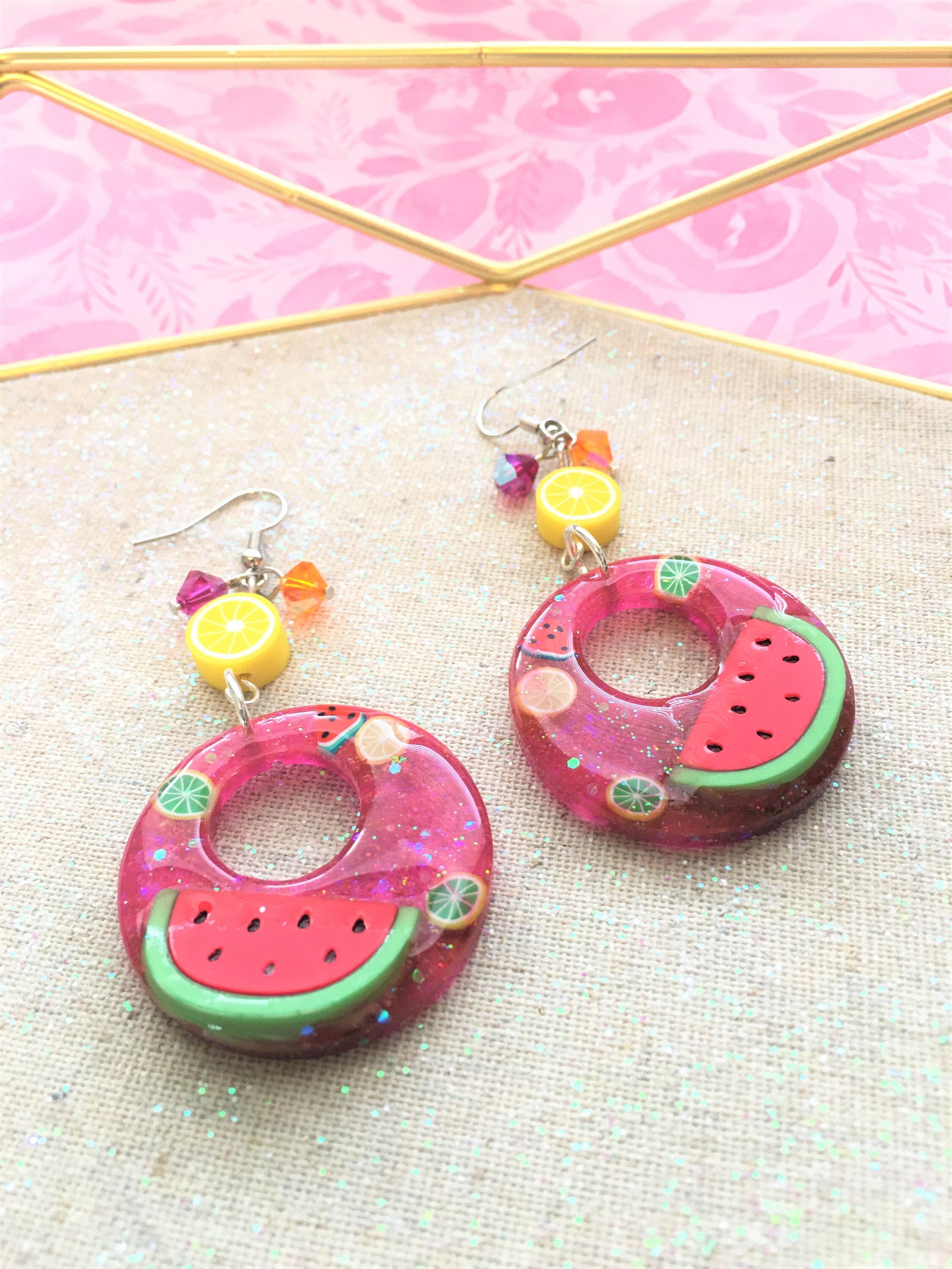 Watermelon Earrings Fun Summer Jewelry Pink Fruit Etsy