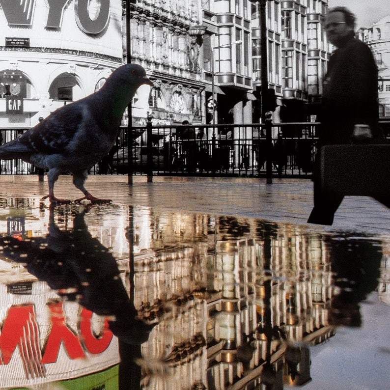 Kleurrijke reflecties op Piccadilly Circus, Londen 1999 afbeelding 4