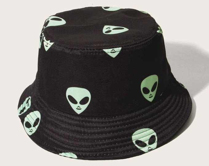 Alien Bucket Hat All Over Print Black 