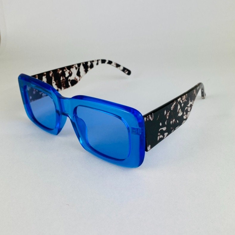 Blue Square Frame Sunglasses Etsy