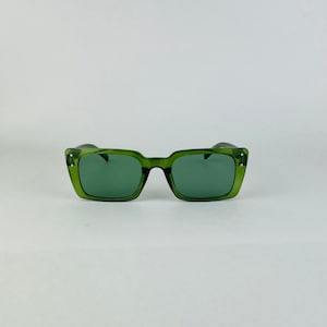 Awesome rectangular translucent green frame and green lens sunglasses. Retro. Vintage style sunglasses. NEW INVENTORY!!!