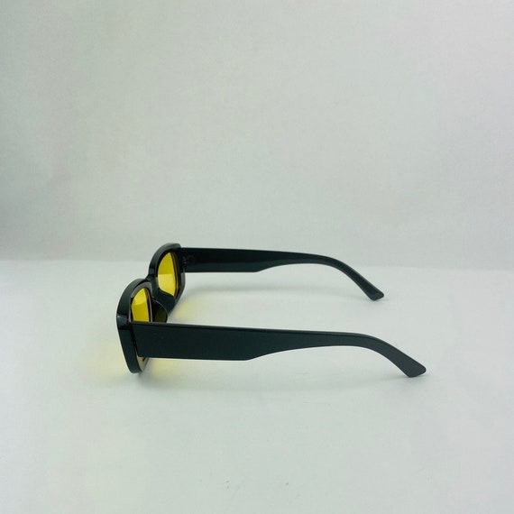 Rectangle Yellow Lens Black Frame Sunglasses - Etsy