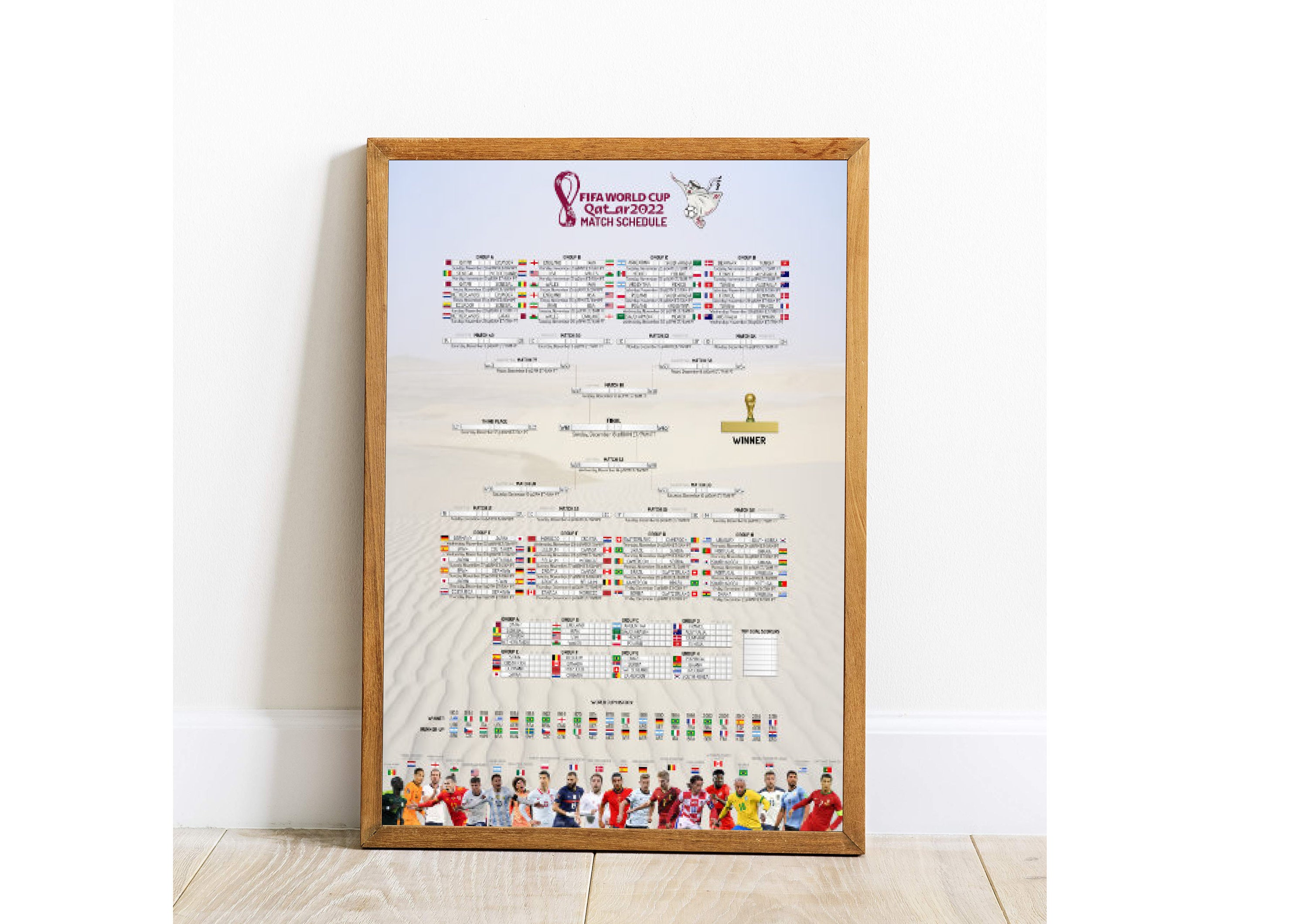 Printable Qatar 2022 World Cup Wall Chart Calendar Bracket and Etsy Canada