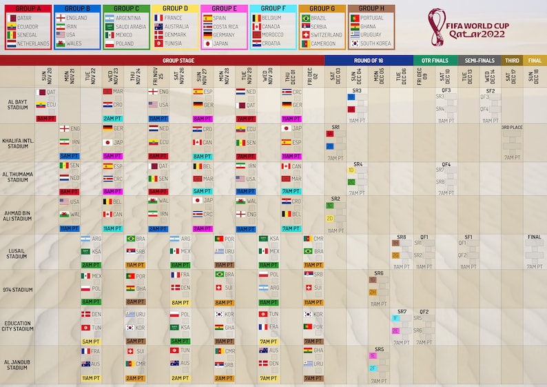 Printable Qatar 2022 World Cup Schedule and Bracket Digital Etsy Canada Printable Qatar 2022 World Cup Schedule and Bracket Digital Etsy Canada