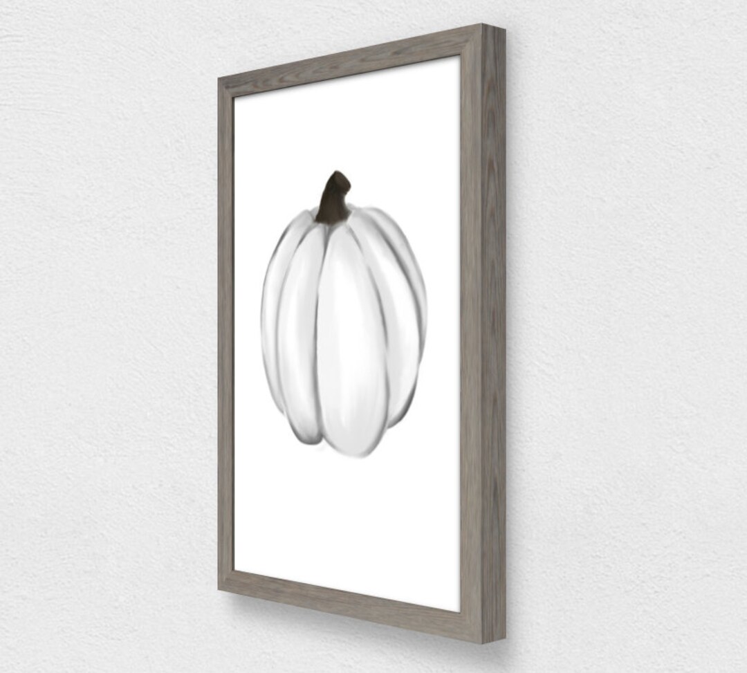 White Fall Pumpkin Printable Digital Wall Art - Etsy
