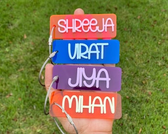 Personalized Backpack Tag, Personalized acrylic bag tag, Backpack name Keychain, 3D name tag, Custom name tag, diaper bag tag, Lunch box tag