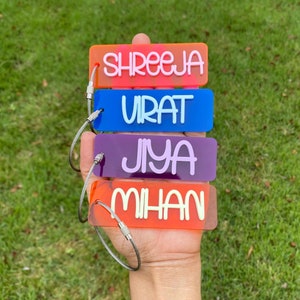 Personalized Backpack Tag, Personalized acrylic bag tag, Backpack name Keychain, 3D name tag, Custom name tag, diaper bag tag, Lunch box tag
