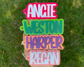 Backpack Tag, Personalized name Keychain, Kids name tag, Custom name tag, personalized acrylic name tag, diaper bag tag, luggage tag