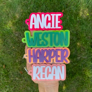 Backpack Tag, Personalized name Keychain, Kids name tag, Custom name tag, personalized acrylic name tag, diaper bag tag, luggage tag