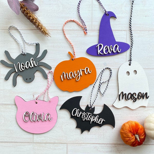 Halloween Basket Tag, Boo Basket Tag, Personalized Name Tag, Spooky Bag Tags